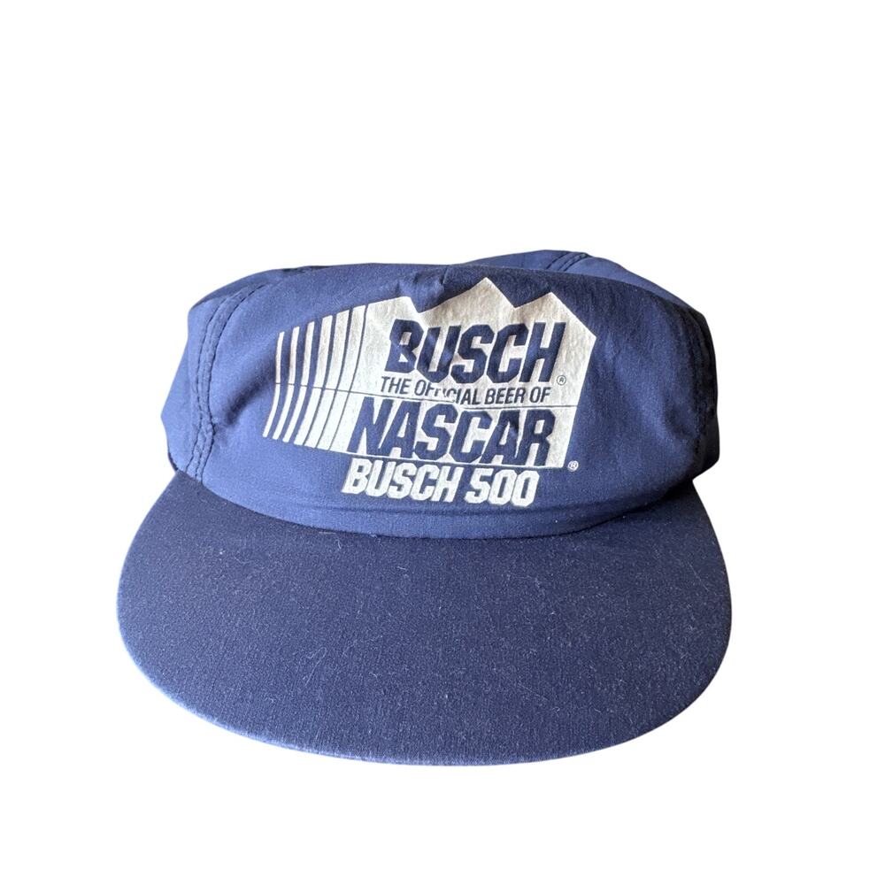 Vintage Busch Beer NASCAR Busch 500 Blue Nylon USA Made OSFA Snapback Hat